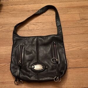 B. Makowsky Black Leather Shoulder Bag